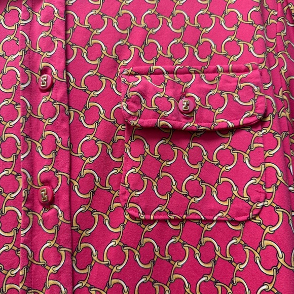 Charter Club Red and Yellow Chain Pattern Blouse - Picture 3 of 8